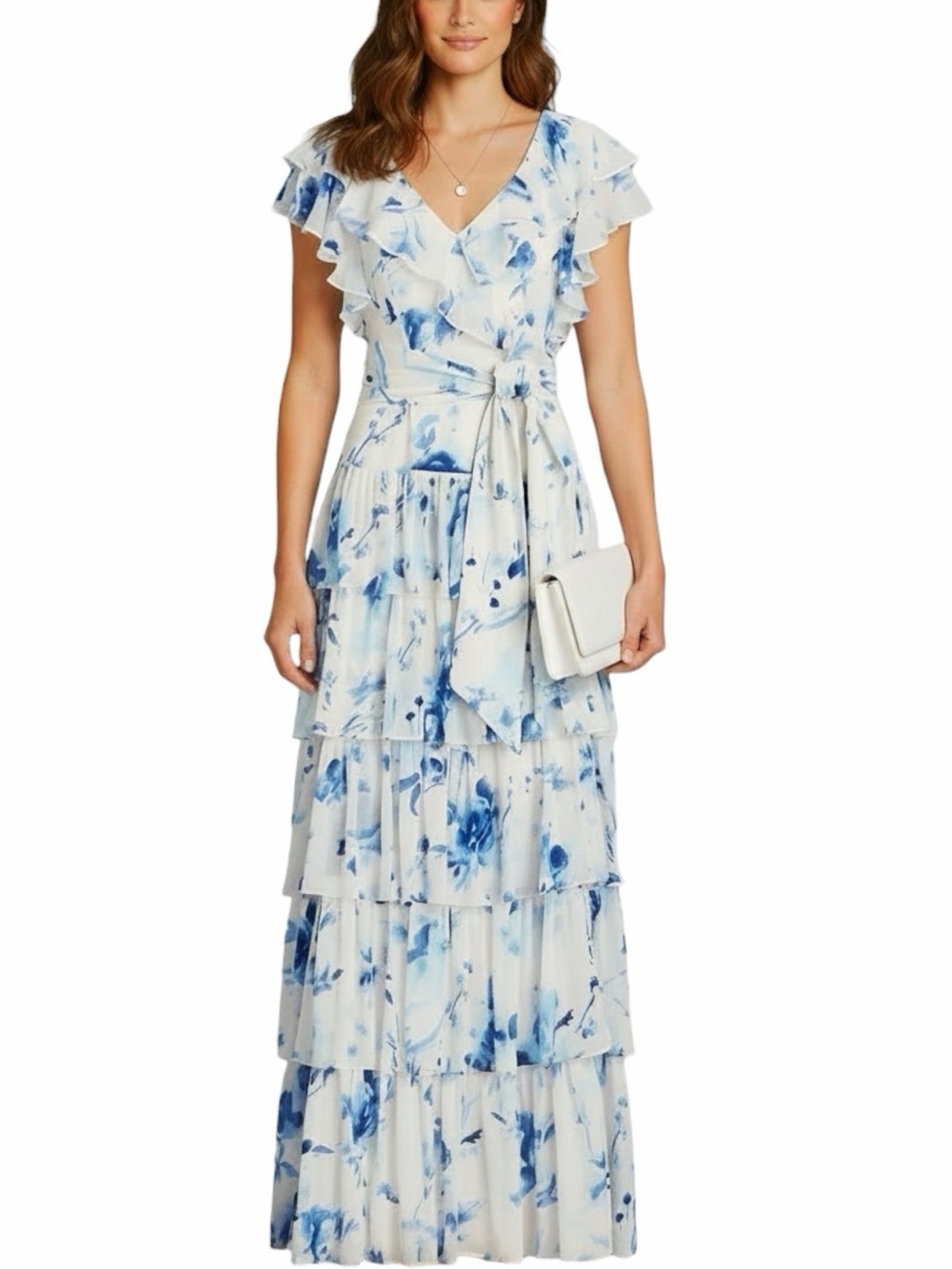 NWT LAUREN RALPH LAUREN Short Sleeve Belted Waist Tiered Ruffle Dress Size 6